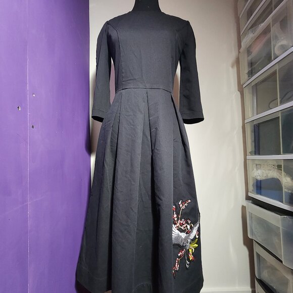 Black midi dress, 34 size - Picture 1 of 8
